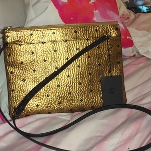 MCM Gold Canvas Metallic Medium Crossbody Bag